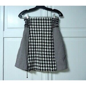 High Waisted Mixed Houndstooth Plaid Knee Length Skirt - Womens Size XS